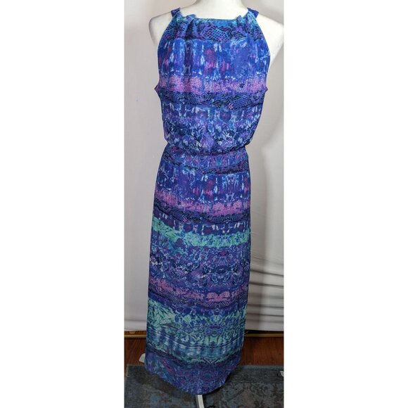 Chico's Blue And Purple Floral And Snake Print Dress - Picture 5 of 6